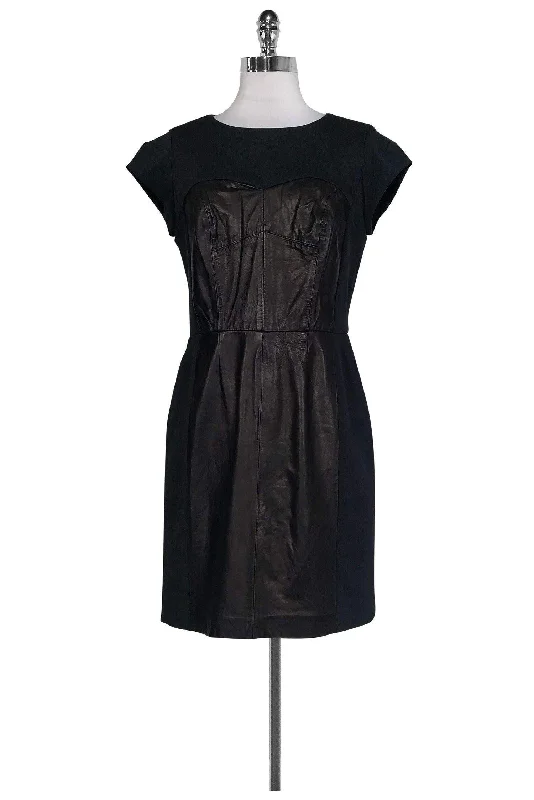 Mini Women Dress with a Short Hem for a Young and Trendy Style Mini Women Dress with a Short Hem for a Young and Trendy Style Rebecca Taylor - Navy & Black Leather Trim Dress Sz 8