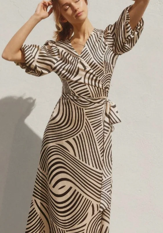 Wrap - Style Women Dress with Adjustable Fit for All Body Types Wrap - Style Women Dress with Adjustable Fit for All Body Types Scribbles Wrap Dress In Ecru & Black Wrap - Style Women Dress with Adjustable Fit for All Body Types Wrap - Style Women Dress with Adjustable Fit for All Body Types Scribbles Wrap Dress In Ecru & Black