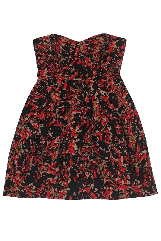 Maxi Women Dress with Floral Print for a Bohemian Vibe Maxi Women Dress with Floral Print for a Bohemian Vibe Shoshanna - Black, Tan, & Red Strapless Dress Sz 0