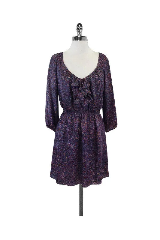Wrap - Style Women Dress with Adjustable Fit for All Body Types Wrap - Style Women Dress with Adjustable Fit for All Body Types Shoshanna - Purple Long Sleeve Multi-Print Dress Sz 0