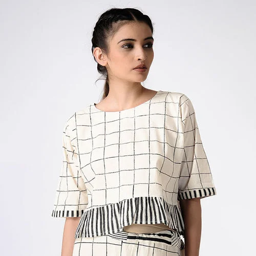Empire Waist Women Dress to Accentuate the Bust and Conceal the Waist Empire Waist Women Dress to Accentuate the Bust and Conceal the Waist Cotton Checkered Crop Top | Handblock Printed | White Empire Waist Women Dress to Accentuate the Bust and Conceal the Waist Empire Waist Women Dress to Accentuate the Bust and Conceal the Waist Cotton Checkered Crop Top | Handblock Printed | White