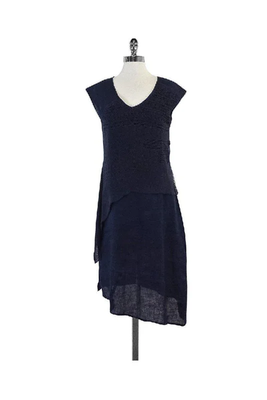 Strapless Women Dress with a Built - in Bra for Comfort and Support Strapless Women Dress with a Built - in Bra for Comfort and Support Stella Carakasi - Navy Asymmetric Hemp Dress Sz XS