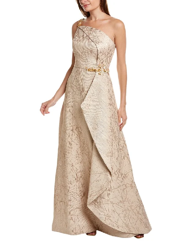 Sleeveless Women Dress in Bright Colors for Summer Parties Sleeveless Women Dress in Bright Colors for Summer Parties Teri Jon by Rickie Freeman One-Shoulder Gown