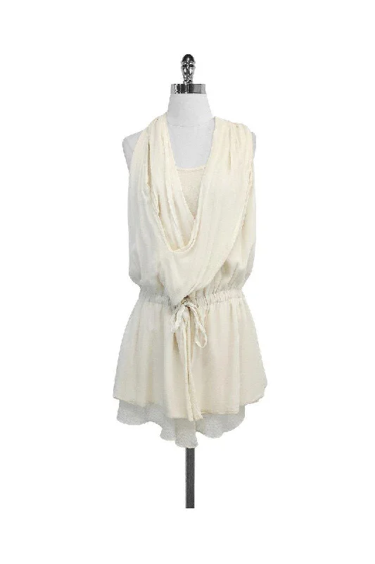 Maxi Women Dress with Floral Print for a Bohemian Vibe Maxi Women Dress with Floral Print for a Bohemian Vibe Thakoon - Cream Silk & Wool Layered Cross Back Dress Sz 4