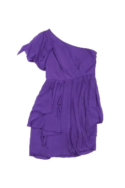 Strapless Women Dress with a Built - in Bra for Comfort and Support Strapless Women Dress with a Built - in Bra for Comfort and Support Tibi - Purple Chiffon Gathered One Shoulder Dress Sz 2