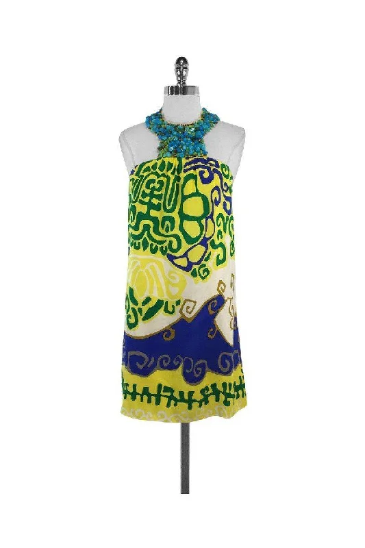 Wrap - Style Women Dress with Adjustable Fit for All Body Types Wrap - Style Women Dress with Adjustable Fit for All Body Types Tibi - Yellow & Blue Print Silk Halter Beaded Dress Sz 2 Wrap - Style Women Dress with Adjustable Fit for All Body Types Wrap - Style Women Dress with Adjustable Fit for All Body Types Tibi - Yellow & Blue Print Silk Halter Beaded Dress Sz 2