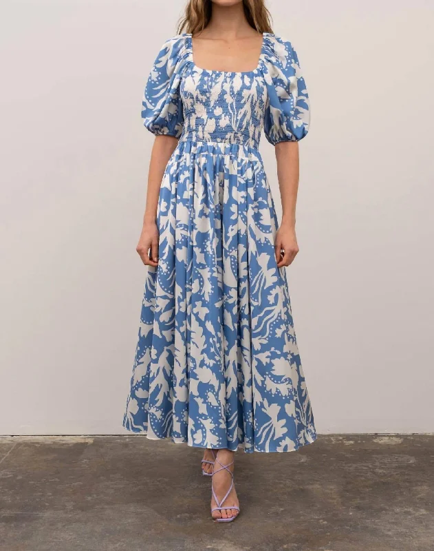 Ruffled Women Dress with Multiple Layers for a Playful and Girly Style Ruffled Women Dress with Multiple Layers for a Playful and Girly Style U Neck Puff Sleeve Smock Midi Dress In Blue White Ruffled Women Dress with Multiple Layers for a Playful and Girly Style Ruffled Women Dress with Multiple Layers for a Playful and Girly Style U Neck Puff Sleeve Smock Midi Dress In Blue White