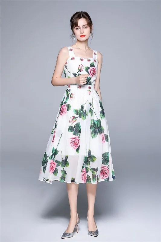 Ruffled Women Dress with Multiple Layers for a Playful and Girly Style Ruffled Women Dress with Multiple Layers for a Playful and Girly Style White ?ocktail & Party A-line Off The Shoulder Strap Midi Floral Dress