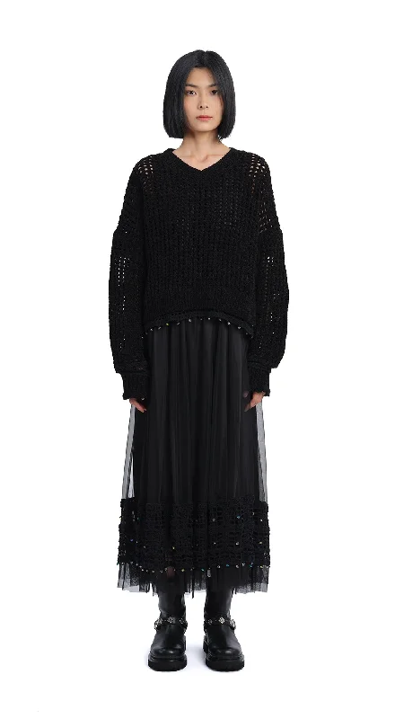 Little Black Women Dress with Sequins for a Glamorous Night Out Little Black Women Dress with Sequins for a Glamorous Night Out 2 In 1 Crochet Dress