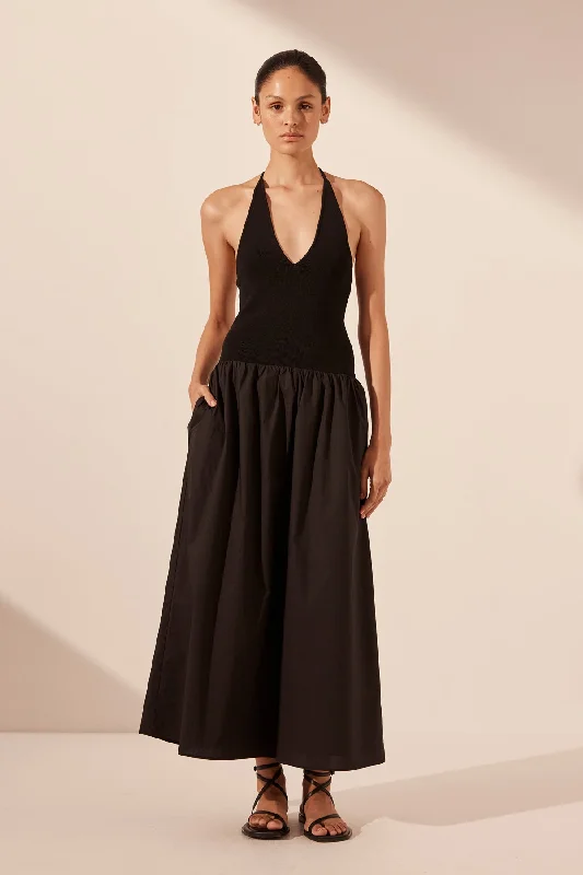 Wrap - Style Women Dress with Adjustable Fit for All Body Types Wrap - Style Women Dress with Adjustable Fit for All Body Types ALIAH HALTER MIDI DRESS - BLACK Wrap - Style Women Dress with Adjustable Fit for All Body Types Wrap - Style Women Dress with Adjustable Fit for All Body Types ALIAH HALTER MIDI DRESS - BLACK