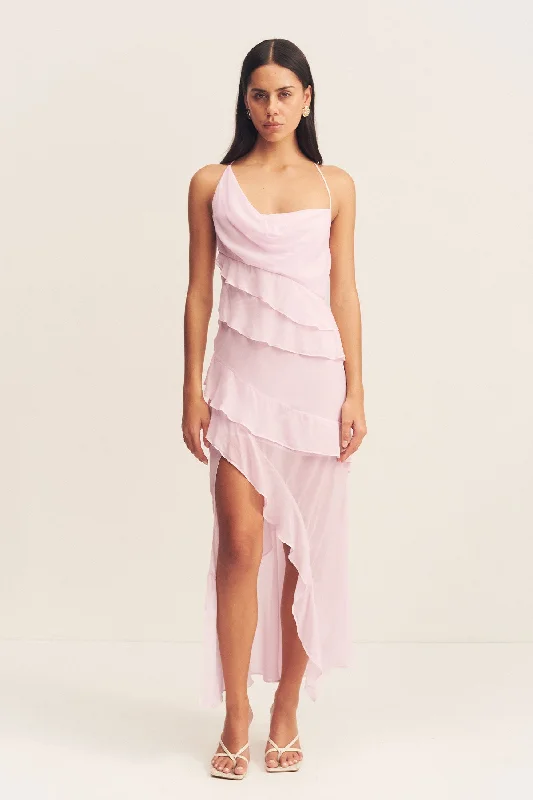Ruffled Women Dress with Multiple Layers for a Playful and Girly Style Ruffled Women Dress with Multiple Layers for a Playful and Girly Style AMINA ASYMMETRICAL RUFFLE MAXI DRESS - FAIRYFLOSS Ruffled Women Dress with Multiple Layers for a Playful and Girly Style Ruffled Women Dress with Multiple Layers for a Playful and Girly Style AMINA ASYMMETRICAL RUFFLE MAXI DRESS - FAIRYFLOSS
