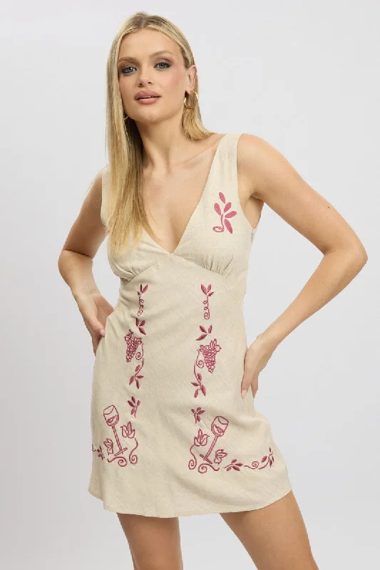 Ruffled Women Dress with Multiple Layers for a Playful and Girly Style Ruffled Women Dress with Multiple Layers for a Playful and Girly Style Beige Mini Dress V Neck Embroidery Ruffled Women Dress with Multiple Layers for a Playful and Girly Style Ruffled Women Dress with Multiple Layers for a Playful and Girly Style Beige Mini Dress V Neck Embroidery