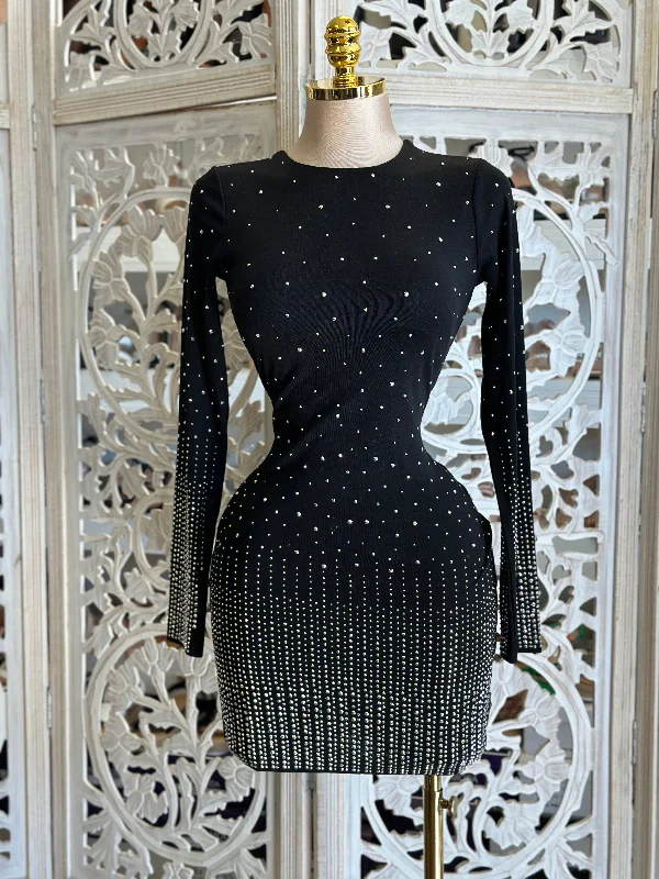Empire Waist Women Dress to Accentuate the Bust and Conceal the Waist Empire Waist Women Dress to Accentuate the Bust and Conceal the Waist Black Rhinestone Gradient Mini Dress- Stretchy,Estira Empire Waist Women Dress to Accentuate the Bust and Conceal the Waist Empire Waist Women Dress to Accentuate the Bust and Conceal the Waist Black Rhinestone Gradient Mini Dress- Stretchy,Estira