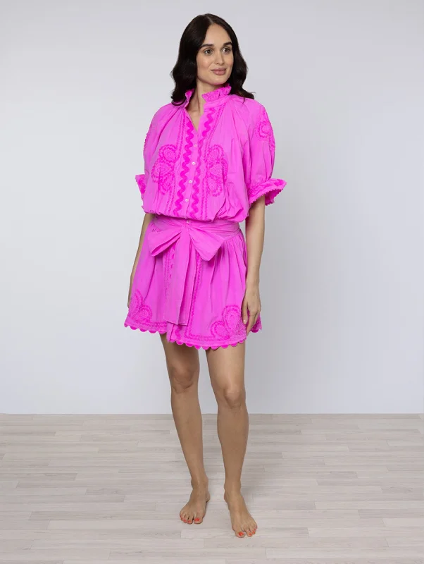Pleated Women Dress with a Timeless and Elegant Texture Pleated Women Dress with a Timeless and Elegant Texture Blouson Poplin Dress in Fuchsia Pink Pleated Women Dress with a Timeless and Elegant Texture Pleated Women Dress with a Timeless and Elegant Texture Blouson Poplin Dress in Fuchsia Pink