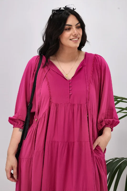 Lace - Embellished Women Dress for an Elegant and Sophisticated Appearance Lace - Embellished Women Dress for an Elegant and Sophisticated Appearance Boho Australia Harley Tier Dress Magenta Lace - Embellished Women Dress for an Elegant and Sophisticated Appearance Lace - Embellished Women Dress for an Elegant and Sophisticated Appearance Boho Australia Harley Tier Dress Magenta