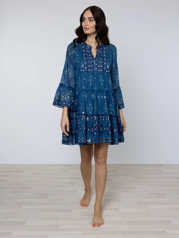 Wrap - Style Women Dress with Adjustable Fit for All Body Types Wrap - Style Women Dress with Adjustable Fit for All Body Types Flared Sleeve Mirrors Dress in Mosaic Peacock Print Wrap - Style Women Dress with Adjustable Fit for All Body Types Wrap - Style Women Dress with Adjustable Fit for All Body Types Flared Sleeve Mirrors Dress in Mosaic Peacock Print