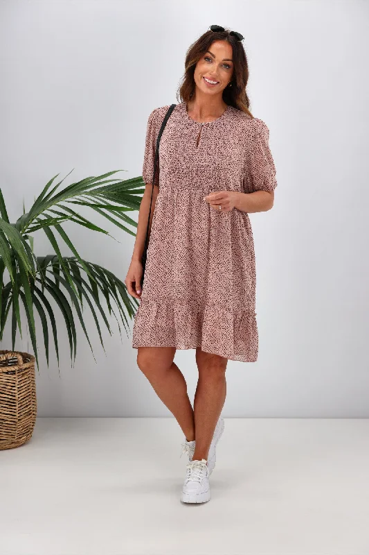 Plus Size Women Dress with a Flattering A - Line Cut for Comfort and Style Plus Size Women Dress with a Flattering A - Line Cut for Comfort and Style Gloss by Shine On Kelly Shirred Front Dress Dusky Pink Spot Plus Size Women Dress with a Flattering A - Line Cut for Comfort and Style Plus Size Women Dress with a Flattering A - Line Cut for Comfort and Style Gloss by Shine On Kelly Shirred Front Dress Dusky Pink Spot