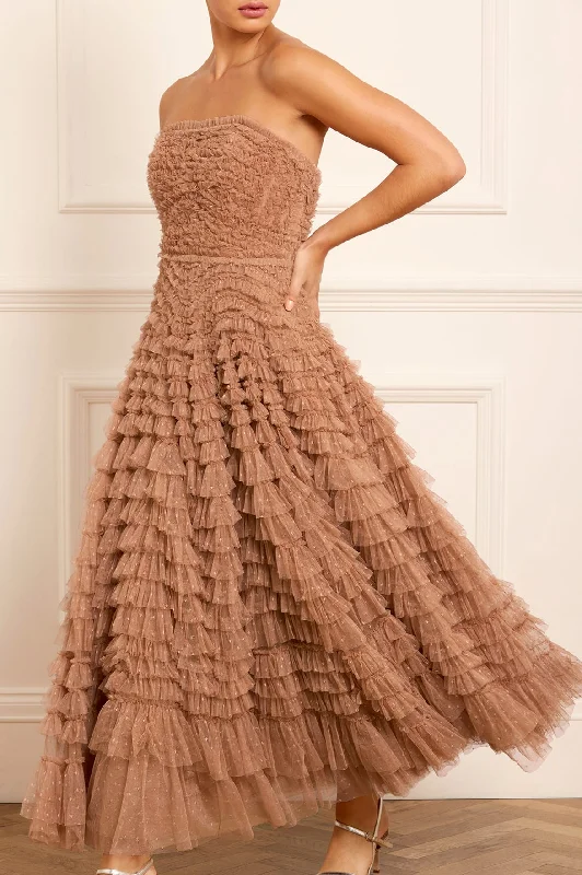 Wrap - Style Women Dress with Adjustable Fit for All Body Types Wrap - Style Women Dress with Adjustable Fit for All Body Types Hattie Ruffle Strapless Ankle Gown Wrap - Style Women Dress with Adjustable Fit for All Body Types Wrap - Style Women Dress with Adjustable Fit for All Body Types Hattie Ruffle Strapless Ankle Gown