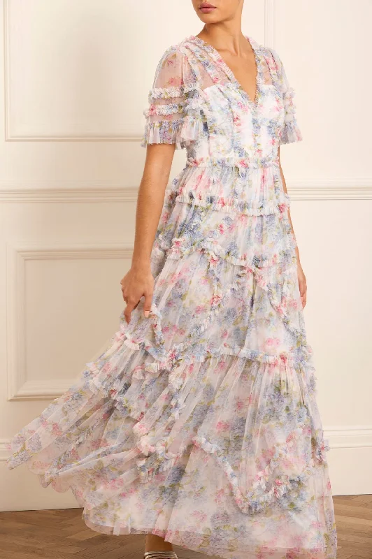 Ruffled Women Dress with Multiple Layers for a Playful and Girly Style Ruffled Women Dress with Multiple Layers for a Playful and Girly Style Hydrangea Ruffle Gown Ruffled Women Dress with Multiple Layers for a Playful and Girly Style Ruffled Women Dress with Multiple Layers for a Playful and Girly Style Hydrangea Ruffle Gown