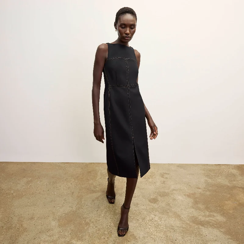 Mermaid - Style Women Dress with a Fitted Silhouette for Special Occasions Mermaid - Style Women Dress with a Fitted Silhouette for Special Occasions Issa Dress - Luxe Wool :: Black/Light Saddle Mermaid - Style Women Dress with a Fitted Silhouette for Special Occasions Mermaid - Style Women Dress with a Fitted Silhouette for Special Occasions Issa Dress - Luxe Wool :: Black/Light Saddle