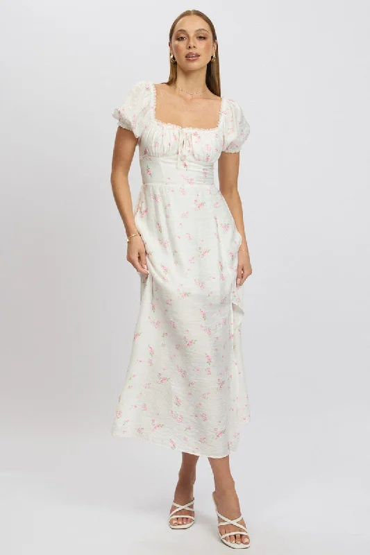 Empire Waist Women Dress to Accentuate the Bust and Conceal the Waist Empire Waist Women Dress to Accentuate the Bust and Conceal the Waist Pink Ditsy Midi Dress Short Sleeve Side Split Empire Waist Women Dress to Accentuate the Bust and Conceal the Waist Empire Waist Women Dress to Accentuate the Bust and Conceal the Waist Pink Ditsy Midi Dress Short Sleeve Side Split