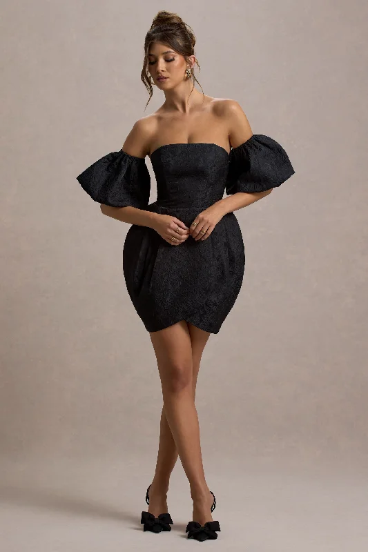 Lace - Embellished Women Dress for an Elegant and Sophisticated Appearance Lace - Embellished Women Dress for an Elegant and Sophisticated Appearance Ramone | Black Bardot Mini Dress With Tulip Hem Lace - Embellished Women Dress for an Elegant and Sophisticated Appearance Lace - Embellished Women Dress for an Elegant and Sophisticated Appearance Ramone | Black Bardot Mini Dress With Tulip Hem