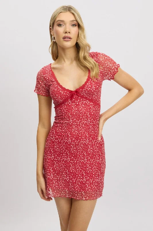 Off - the - Shoulder Women Dress for a Romantic and Feminine Look Off - the - Shoulder Women Dress for a Romantic and Feminine Look Red Ditsy Mesh Dress V Neck Mini Off - the - Shoulder Women Dress for a Romantic and Feminine Look Off - the - Shoulder Women Dress for a Romantic and Feminine Look Red Ditsy Mesh Dress V Neck Mini