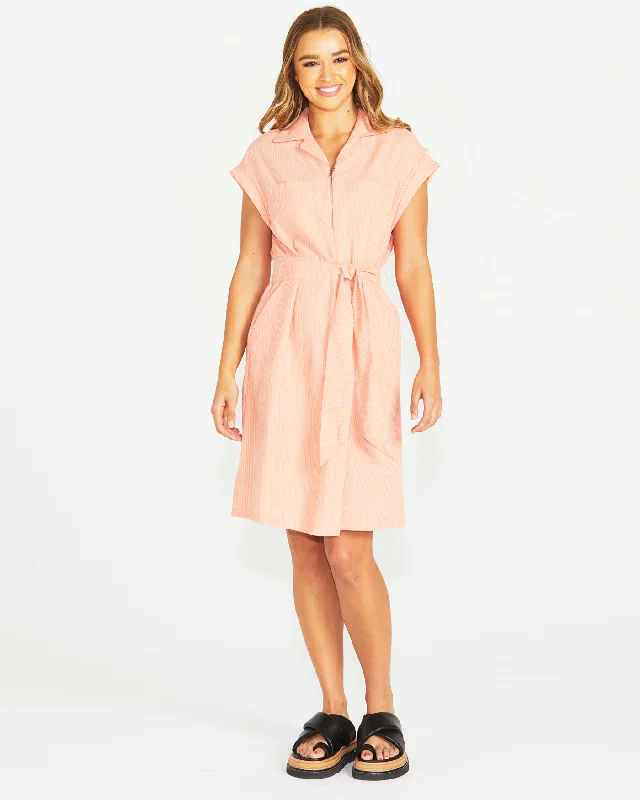 Long - Sleeve Women Dress in Velvet for a Luxurious Winter Look Long - Sleeve Women Dress in Velvet for a Luxurious Winter Look Sass Liberty Utility Dress Neon Peach White Stripe Long - Sleeve Women Dress in Velvet for a Luxurious Winter Look Long - Sleeve Women Dress in Velvet for a Luxurious Winter Look Sass Liberty Utility Dress Neon Peach White Stripe