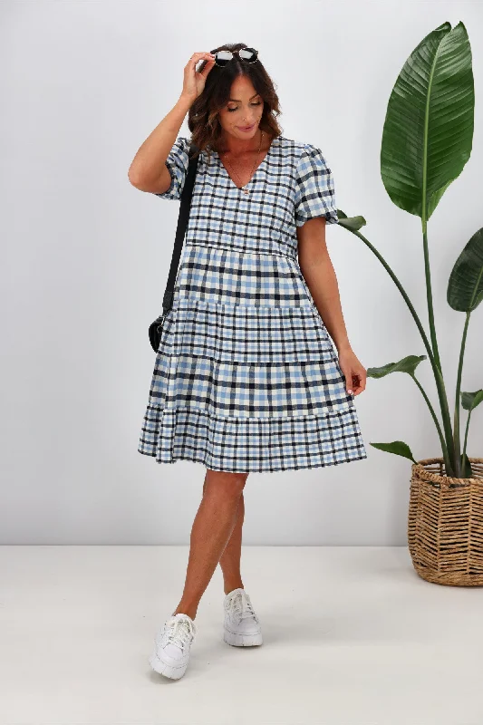 Strapless Women Dress with a Built - in Bra for Comfort and Support Strapless Women Dress with a Built - in Bra for Comfort and Support Shine On Label Sussex Tiered Check Dress Blue Strapless Women Dress with a Built - in Bra for Comfort and Support Strapless Women Dress with a Built - in Bra for Comfort and Support Shine On Label Sussex Tiered Check Dress Blue