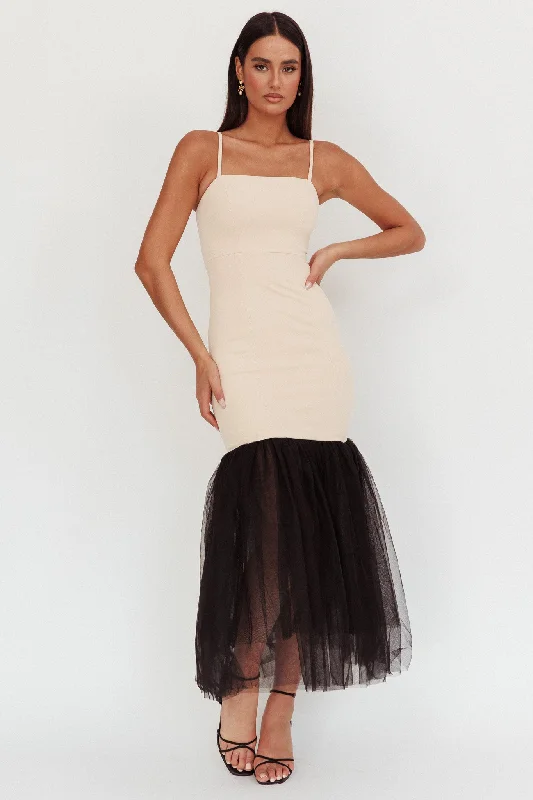 Ruffled Women Dress with Multiple Layers for a Playful and Girly Style Ruffled Women Dress with Multiple Layers for a Playful and Girly Style Tomie Tulle Hem Maxi Dress Beige Combo Ruffled Women Dress with Multiple Layers for a Playful and Girly Style Ruffled Women Dress with Multiple Layers for a Playful and Girly Style Tomie Tulle Hem Maxi Dress Beige Combo