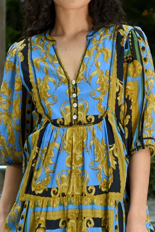 Mermaid - Style Women Dress with a Fitted Silhouette for Special Occasions Mermaid - Style Women Dress with a Fitted Silhouette for Special Occasions You've Come A Long Way Blue Gold Printed SS Midi Dress Mermaid - Style Women Dress with a Fitted Silhouette for Special Occasions Mermaid - Style Women Dress with a Fitted Silhouette for Special Occasions You've Come A Long Way Blue Gold Printed SS Midi Dress